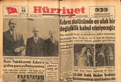 Hürriyet Gazetesi 28 Ağustos 1955 - Kıbrıs Statüsünde En Ufak Bir Değişiklik Kabul Etmeyeceğiz GZ71125 - 2