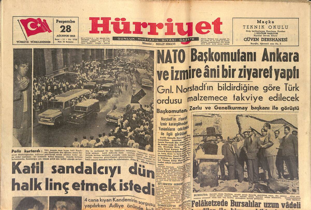 Hürriyet Gazetesi 28 Ağustos 1958 - Uzun Bacaklı Mankenler - Nato Başkomutanı Ankara Ve İzmir'e Ani Bir Ziyaret Yaptı GZ146896 - 1