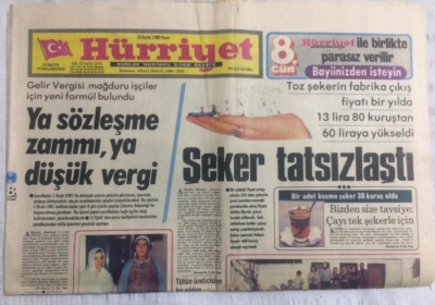 Hürriyet Gazetesi 28 Aralık 1980 - Şeker Tatsızlaştı - GZ19797 - 1