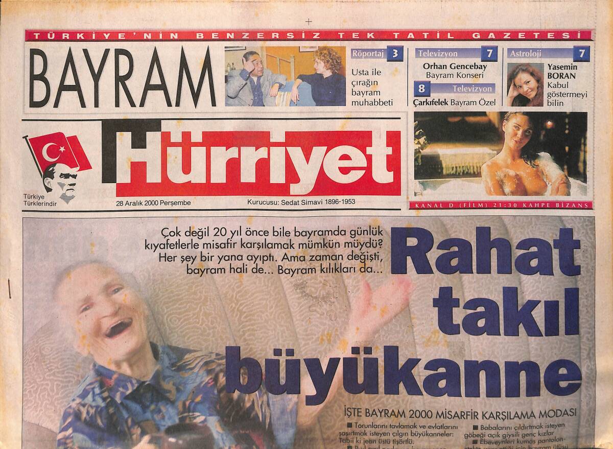 Hürriyet Gazetesi 28 Aralık 2000 - Orhan Gencebay'dan Muhteşem Konser - Bayramlık Mehmet Ali Bey GZ153782 - 1