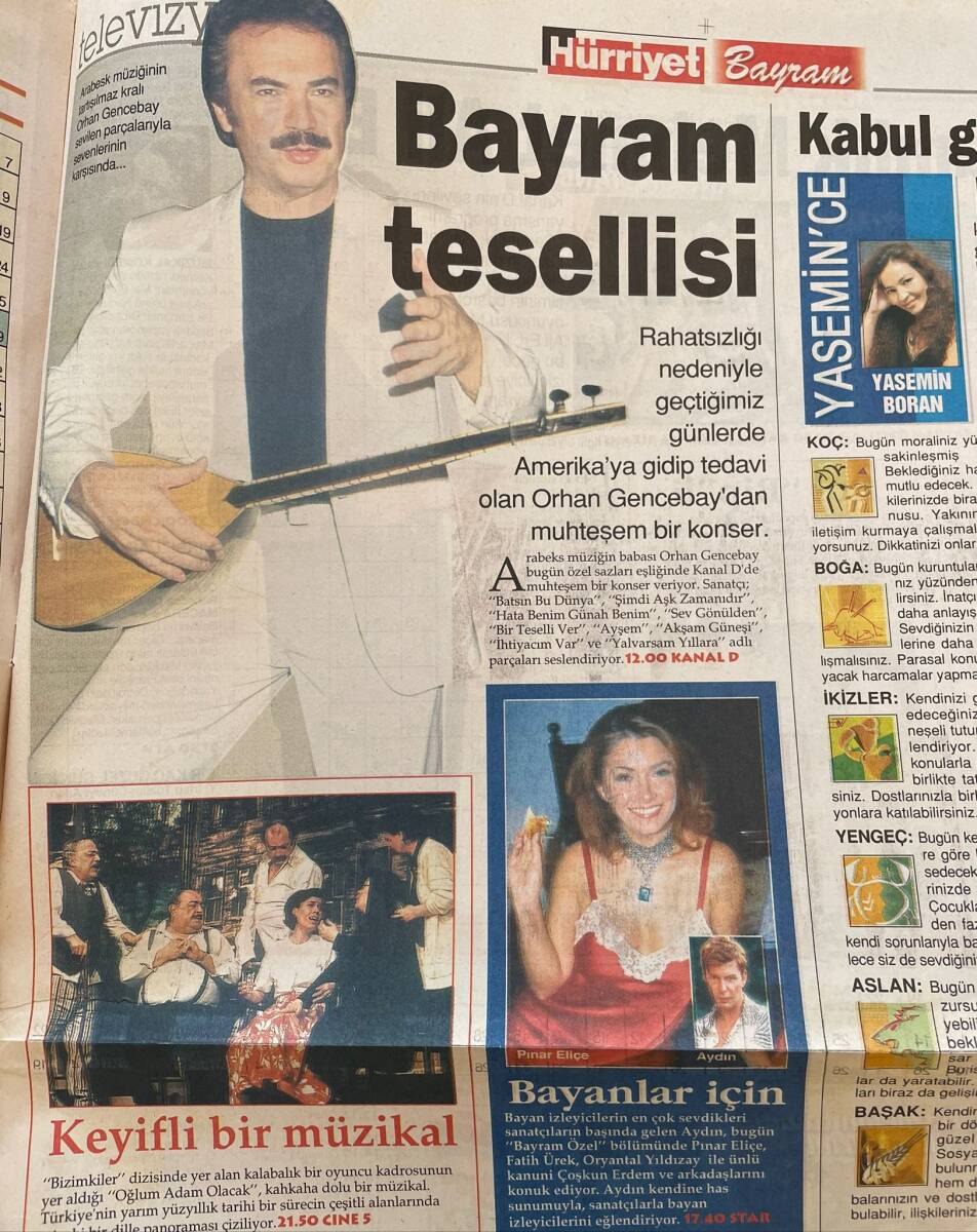 Hürriyet Gazetesi 28 Aralık 2000 - Orhan Gencebay'dan Muhteşem Konser - Bayramlık Mehmet Ali Bey GZ153782 - 2