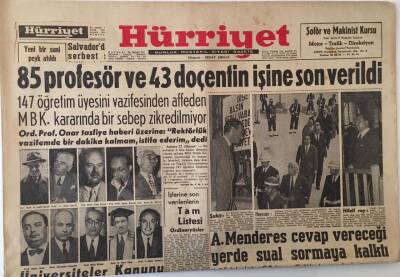 Hürriyet Gazetesi 28 Ekim 1960 - 85 Profesör Ve 43 Doçentin İşine Son Verildi , Üniversiteler Kanunu Yeni Esaslara Bağlandı GZ16494 - 2