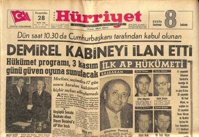 Hürriyet Gazetesi 28 Ekim 1965 - Demirel Kabineyi İlan Etti GZ77655 - 1