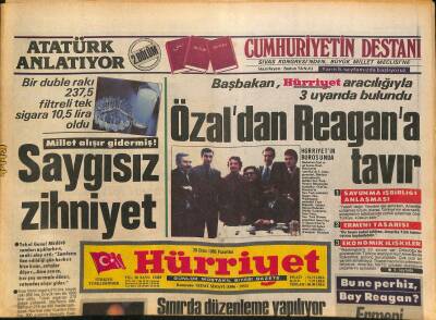 Hürriyet Gazetesi 28 Ekim 1985 - Bayan Özal İle New Yorkta Dereden Tepeden... - Özaldan Reagana Tavır GZ126059 - 1