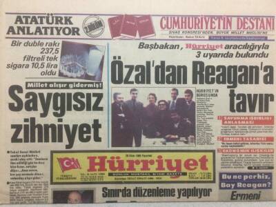 Hürriyet Gazetesi 28 Ekim 1985 - Özaldan Reagana Tavır GZ35015 - 1