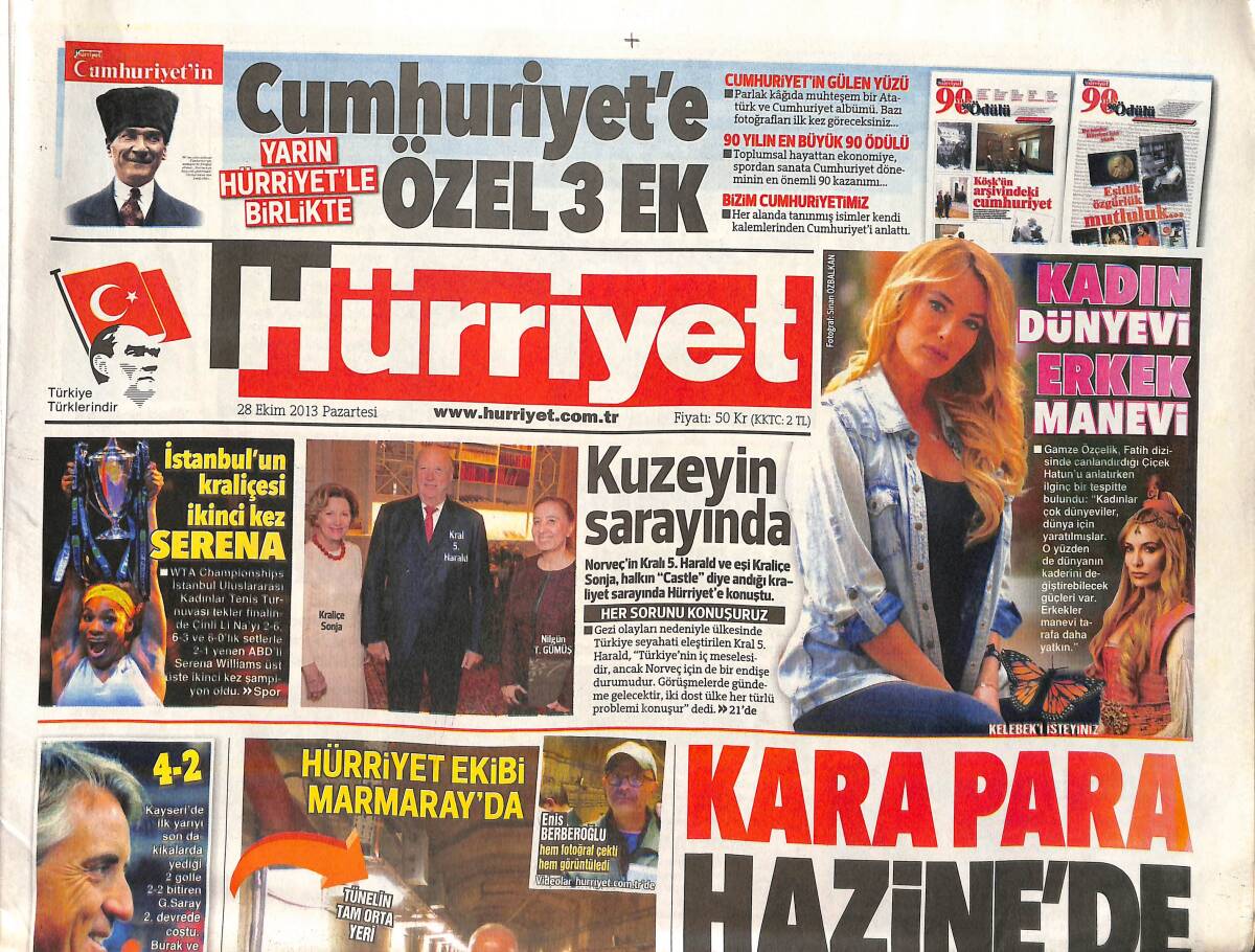 Hürriyet Gazetesi 28 Ekim 2013 - Ebru Şallı ''Evlilik İçin Çok Erken'' - İstanbul'un Kraliçesi İkinci Kez Serena GZ159581 - 1