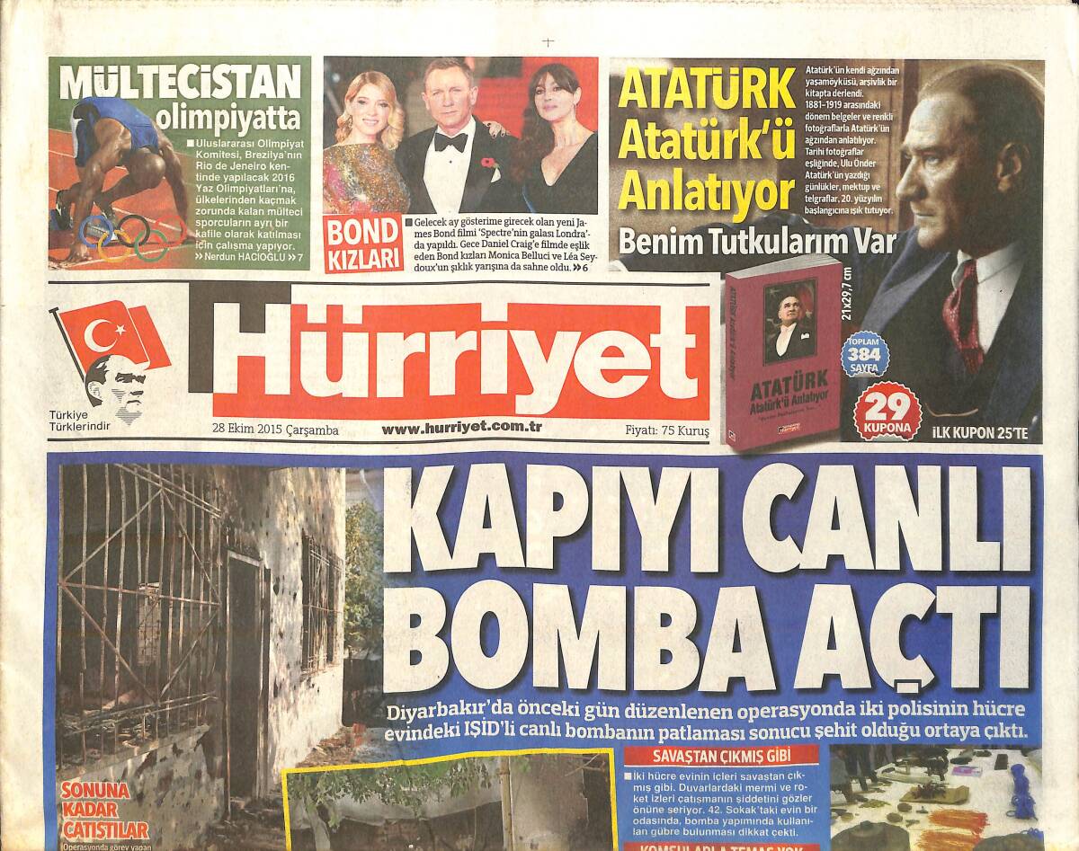 Hürriyet Gazetesi 28 Ekim 2015 - Merkel'e Hakaret Eden Ceza Alıyor - Fetret Devri Başlayabilir GZ159631 - 1