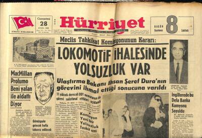 Hürriyet Gazetesi 28 Eylül 1963 - Lokomotif İhalesinde Yolsuzluk Var GZ54993 - 1