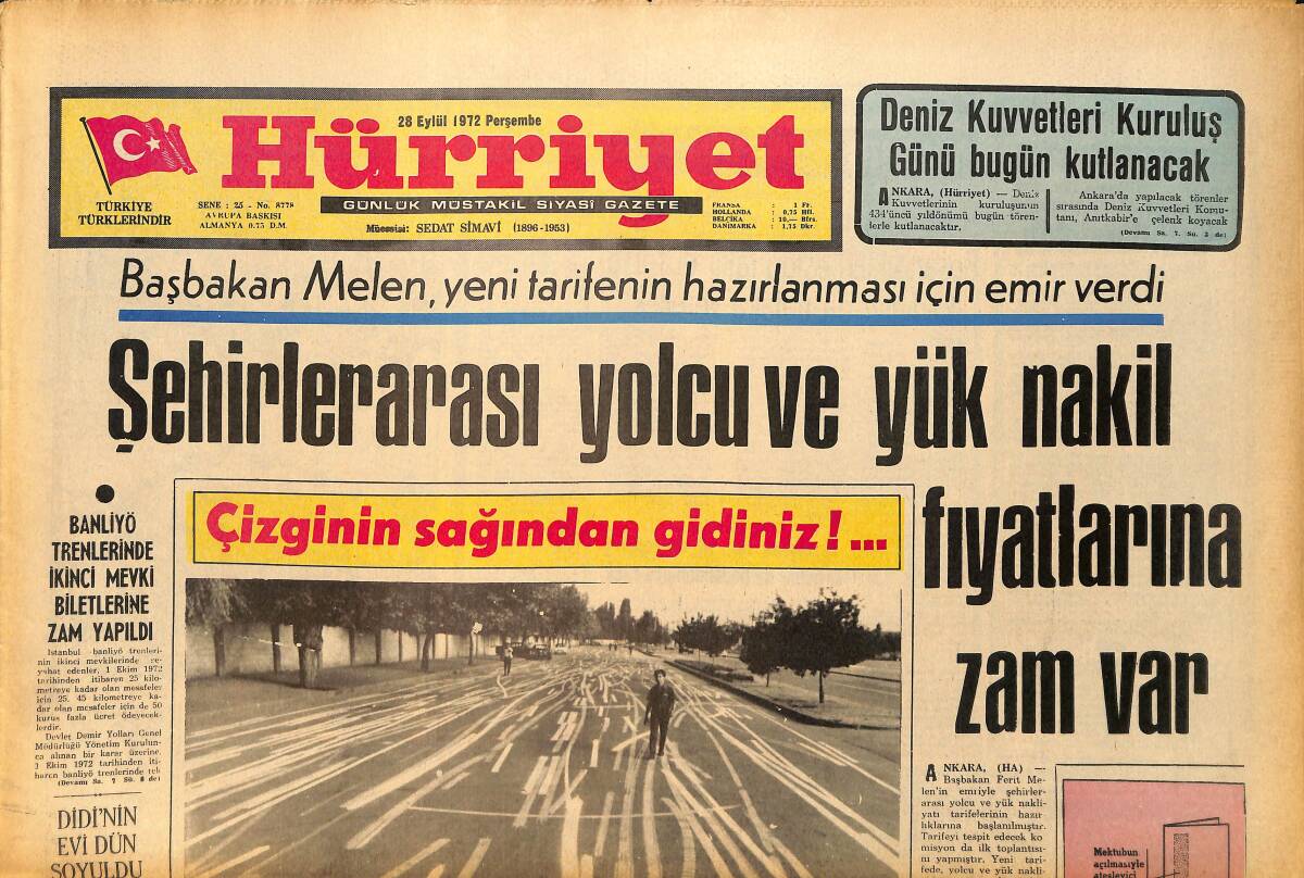 Hürriyet Gazetesi 28 Eylül 1972 - Afganistan Kralı Zahir Şah Ve Eşi Ankara'ya Geldiler GZ157743 - 1