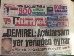 Hürriyet Gazetesi 28 Eylül 1991 - DEMİRELAçıklarsam Yer Yerinden Oynar - GZ12032 - 2