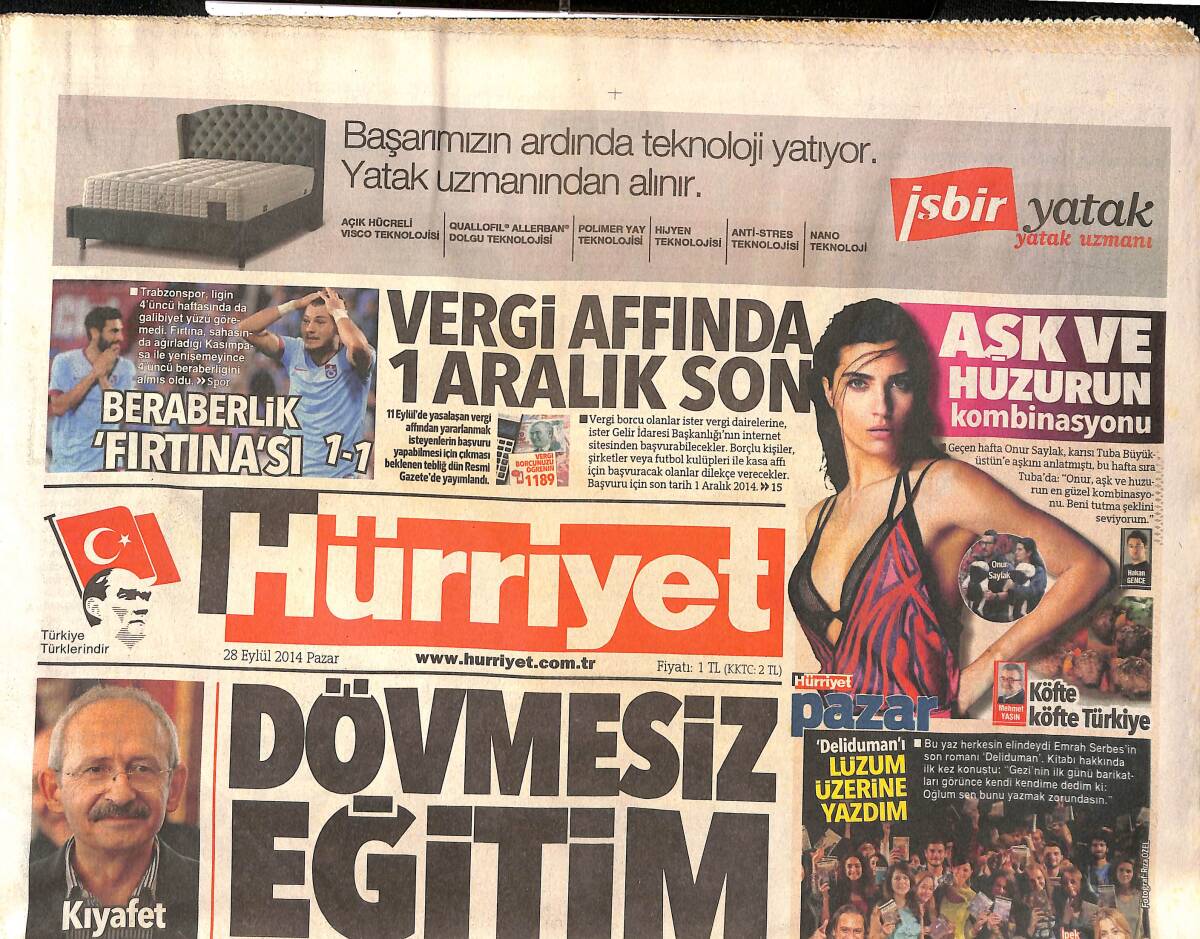 Hürriyet Gazetesi 28 Eylül 2014 - ABD,IŞİD'i Kobani'de Vurdu - Kâbe 2035 GZ160246 - 1