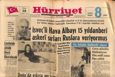 Hürriyet Gazetesi 28 Haziran 1963 - İsveçli Hava Albayı 15 Yıldan Beri Askeri Sırları Ruslara Veriyormuş GZ70924 - 1