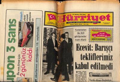 Hürriyet Gazetesi 28 Haziran 1974 - Bülent Ecevit, Barışçı Tekliflerimiz Kabul Edilmedi GZ54636 - 1