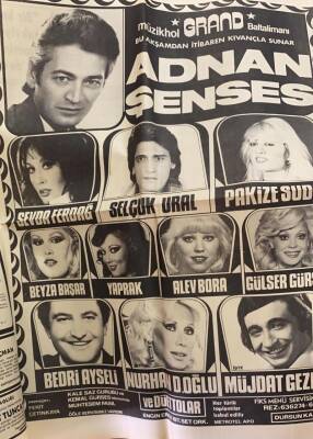 Hürriyet Gazetesi 28 Haziran 1978 - Müzikhol Grand Baltalimanı Afişi * Adnan Şenses - Badri Ayseli - Beyza Başar GZ69427 - 2