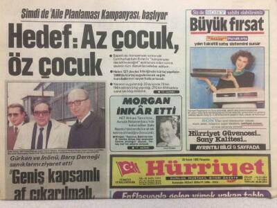 Hürriyet Gazetesi 28 Kasım 1985 - Hedef Az Çocuk Öz Çocuk GZ35561 - 1