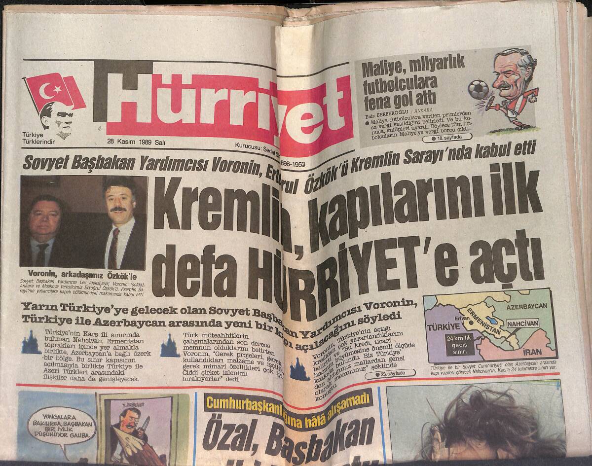 Hürriyet Gazetesi 28 Kasım 1989 - Beşiktaş'ın Gözü Liderlikte - Altıntuğ, Dünyada Yılın Genç Kızı Seçildi GZ153382 - 1