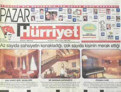Hürriyet Gazetesi 28 Kasım 1999 -Az Sayıda Şahsiyetin Konakladığı ,Çok Sayıda Kişinin Merak Ettiği Kral Daireleri GZ36099 - 1