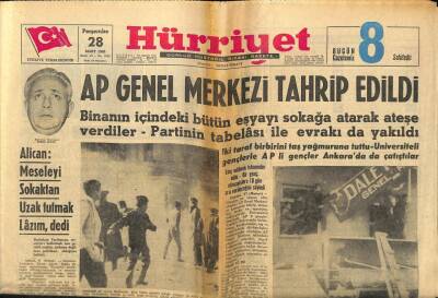Hürriyet Gazetesi 28 Mart 1963 - AP Genel Merkezi Tahrip Edildi GZ99245 - 1