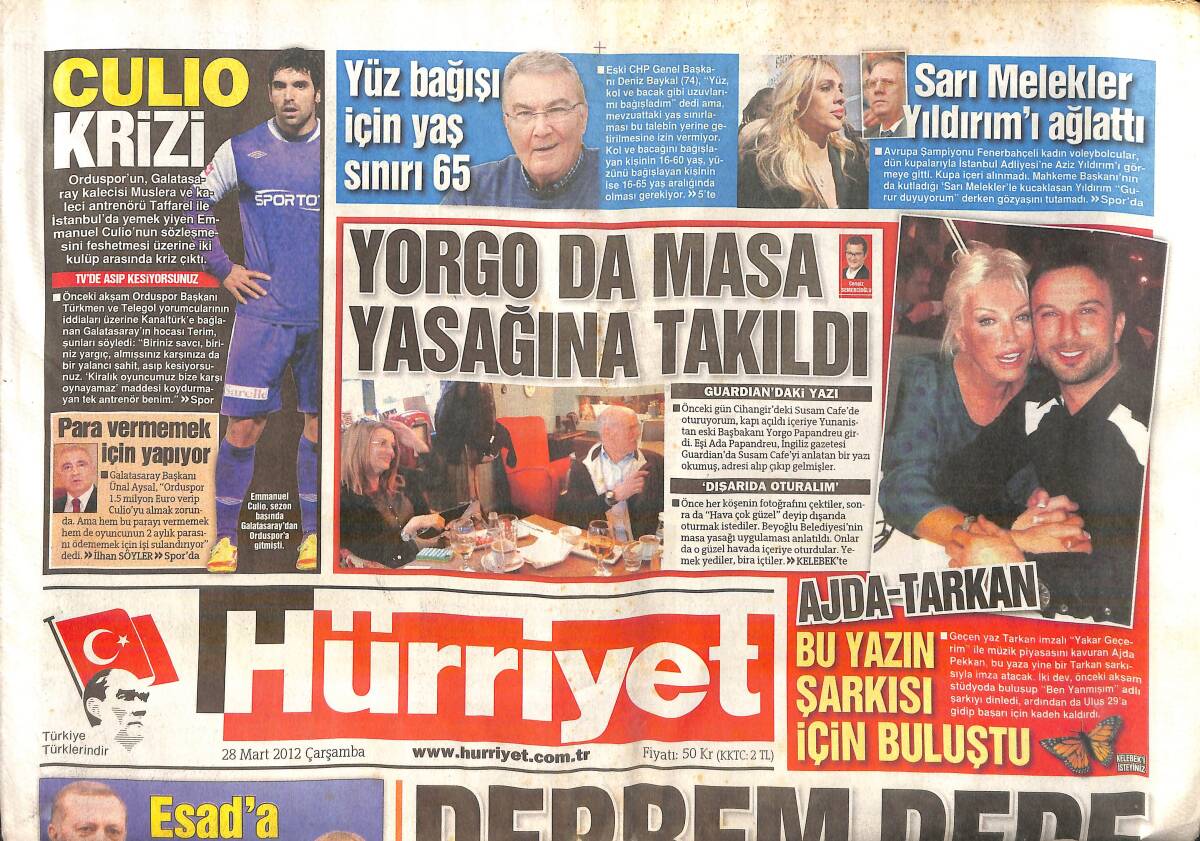 Hürriyet Gazetesi 28 Mart 2012 - Tandoğan'da Erdoğan'a Yüklendi - İbrahim Tatlıses Ne Demek İstedi ? GZ159675 - 1