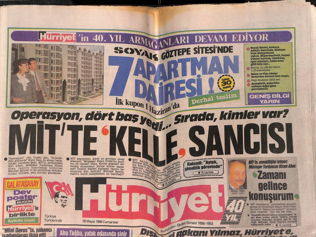 Hürriyet Gazetesi 28 Mayıs 1988 - Sinir Krizi Geçiren Ahu Tuğba Koma Halinde Hastaneye Götürüldü - Fatih Sultan Mehmet Köprüsü Trafiğe Açılıyor GZ153393 - 1