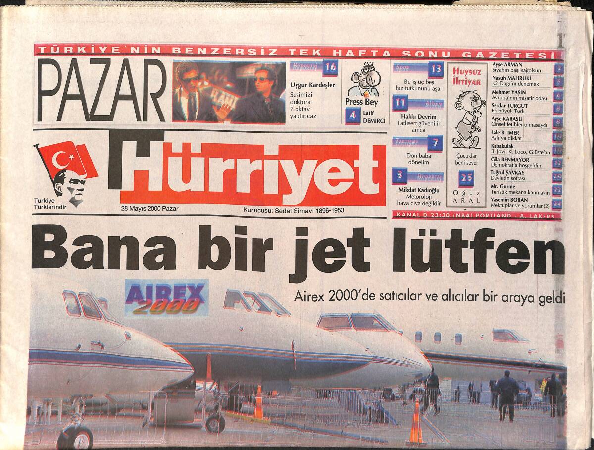 Hürriyet Gazetesi 28 Mayıs 2000 - İstanbul'da Milyon Dolarlık Uçak Pazarı - Minik Serçe Yadırgandı GZ2076 - 1