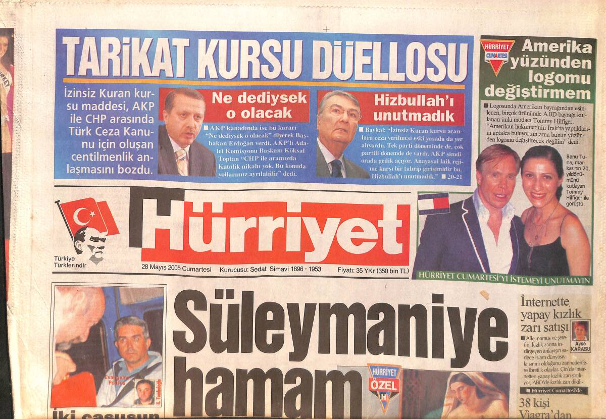 Hürriyet Gazetesi 28 Mayıs 2005 - Tarihi Süleymaniye Hamamı 1 Mayısta Kapanıyor - Şampiyon Fenerbahçe 4 Yedi GZ158316 - 1