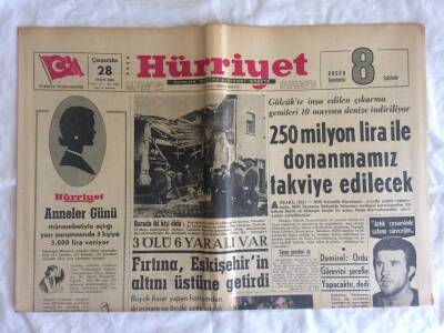 Hürriyet Gazetesi 28 Nisan 1965 - Fırtına , Eskişehirin Altını Üstüne Getirdi GZ73516 - 1