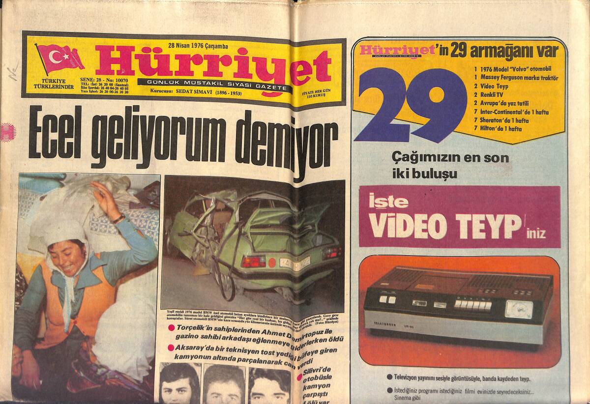 Hürriyet Gazetesi 28 Nisan 1976 - Yılmaz Güney'in 25 Yıl Hapsi İstendi GZ147015 - 1