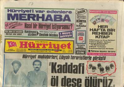 Hürriyet Gazetesi 28 Nisan 1986 - Hürriyet Muhabirleri , Libyalı Teröristlerle Görüştü GZ93523 - 1