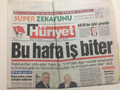 Hürriyet Gazetesi 28 Nisan 1997 - Refahyoldan İstifa Eden Yalım ErezBu Hafta İş Biter GZ23761 - 1