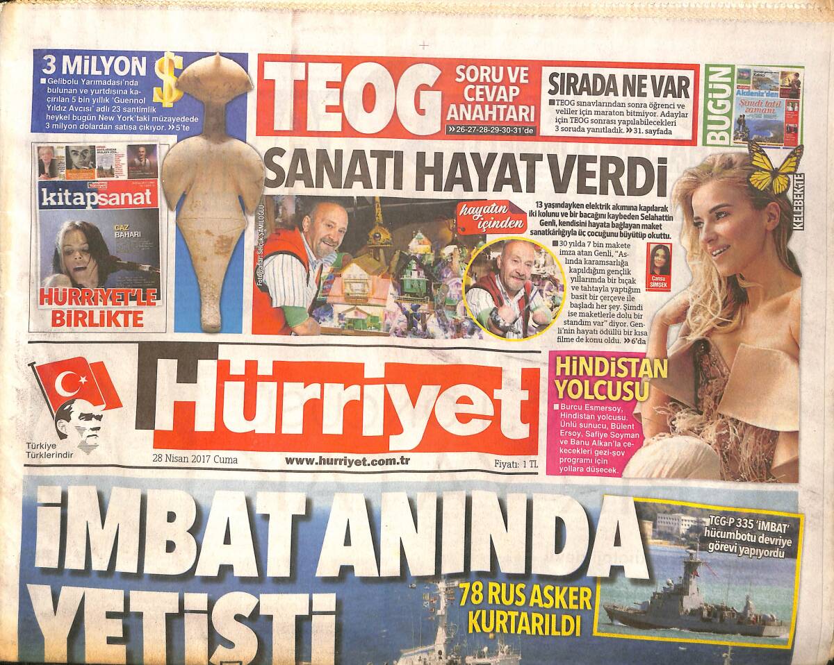 Hürriyet Gazetesi 28 Nisan 2017 - Merkel 'Türkiye'yi Yakından İzleyeceğiz' - Burcu Esmersoy Hindistan Yolcusu GZ160123 - 1