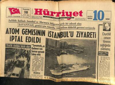 Hürriyet Gazetesi 28 Ocak 1965 - Atom Gemisinin İstanbulu Ziyareti İptal Edildi GZ117378 - 1