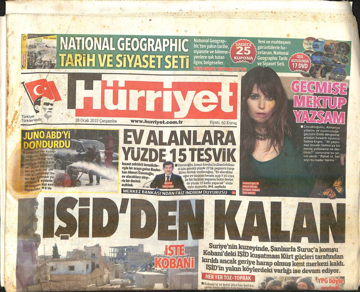 Hürriyet Gazetesi 28 Ocak 2015 - Clooney Perinçek'e Karşı - Fikret Otyam Yoğun Bakımda GZ159688 - 1
