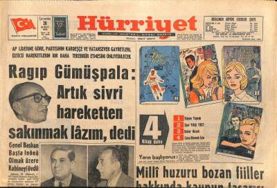 Hürriyet Gazetesi 28 Şubat 1962 - Saygon Reisicumhur Sarayı Bombalandı - Ragıp Gümüşpala Artık Sivri Hareketten Sakınmak Lazım , dedi GZ92056 - 1