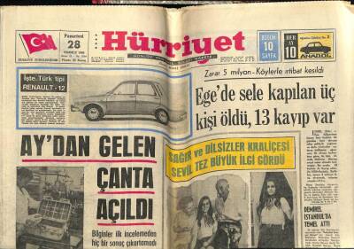 Hürriyet Gazetesi 28 Temmuz 1969 - Aydan Gelen Çanta Açıldı GZ54891 - 1