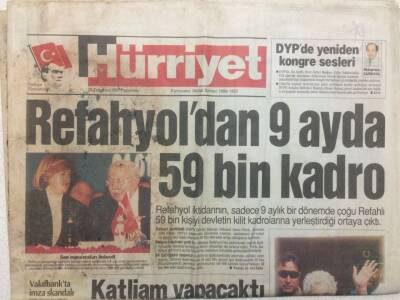 Hürriyet Gazetesi 28 Temmuz 1997 - Refahyoldan 9 Ayda 59 Bin Kadro GZ34178 - 1