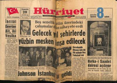 Hürriyet Gazetesi 29 Ağustos 1962 - Hırka - i Saadet Dairesi Açılıyor GZ68735 - 2