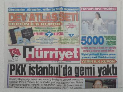 Hürriyet Gazetesi - 29 Ağustos 1992 - PKK İstanbulda Gemi Yaktı GZ111714 - 1