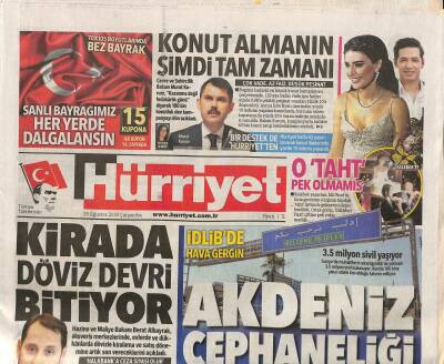 Hürriyet Gazetesi 29 Ağustos 2018 - İdlibde Hava Gergin - 59 Yıldır Buzun Altındaki Uçak GZ93630 - 1