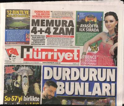 Hürriyet Gazetesi 29 Ağustos 2019 - Rusyanın Şu Ana Kadar 11 Adet Ürettiği SU-57,Çift Mootorlu Ve Tek Pilotlu GZ84356 - 1