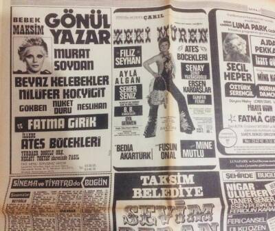 Hürriyet Gazetesi - 29 Ekim 1973 - Zeki Müren Gönül Yazar Gazino Reklamı GZ99302 - 1