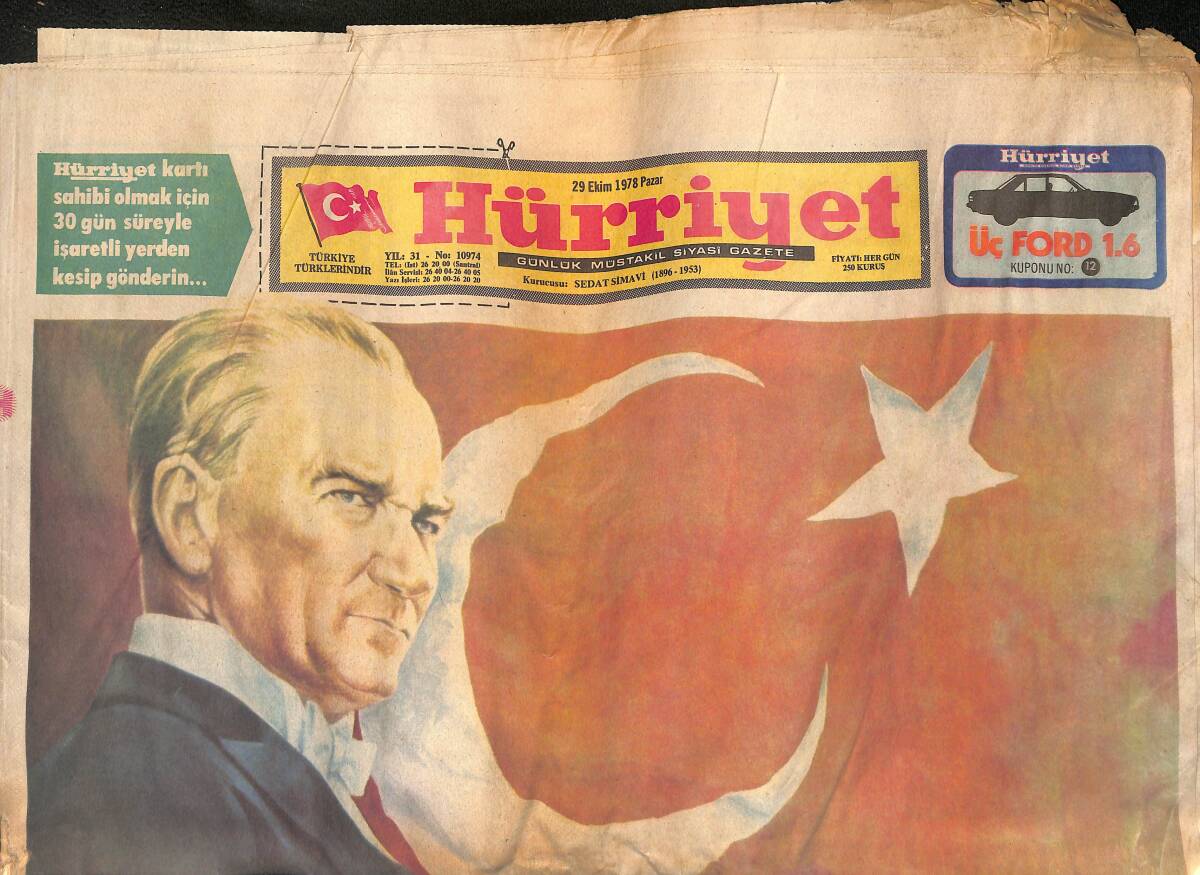 Hürriyet Gazetesi 29 Ekim 1978 - Cumhuriyet 55 Yaşında - Beşiktaş Köşeyi Zor Döndü - Cumhuriyete Karşı Çıkanlar GZ132777 - 1