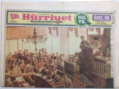 Hürriyet Gazetesi 29 Ekim 1983 - Atatürk Kürsüden Şöyle Seslendi,Türkiye Cumhuriyeti Muzaffer Olacaktır GZ24766 - 1