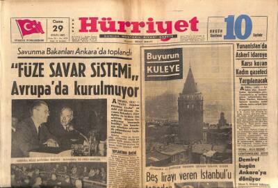 Hürriyet Gazetesi 29 Eylül 1967 - Asansörle 15 Saniyede Tepesine Çıkılan Galata Kulesi GZ91898 - 1