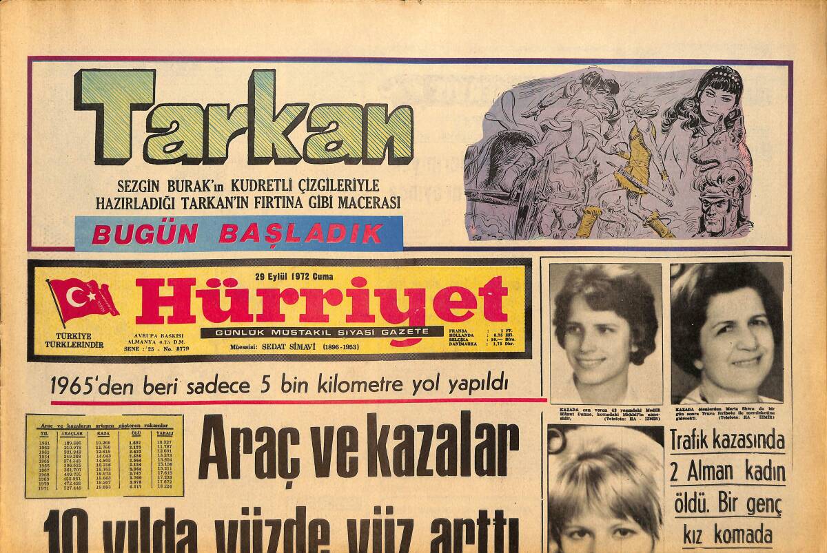 Hürriyet Gazetesi 29 Eylül 1972 - Yılmaz Güney Mahkemede Eşini Hint Usulü Selamladı GZ157742 - 1