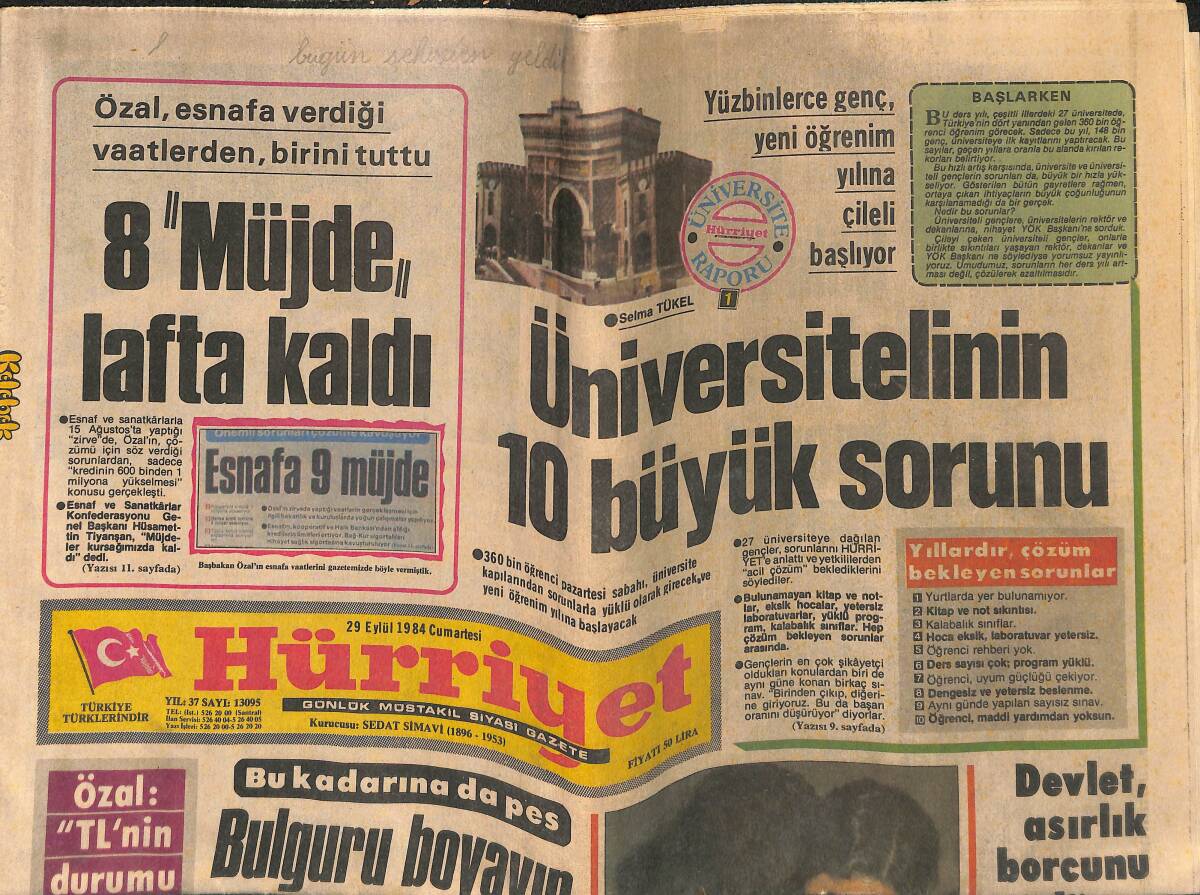 Hürriyet Gazetesi 29 Eylül 1984 - Cihad Baban Öldü - Halefoğlu , Shultz İle Tekrar Görüşecek GZ141988 - 1
