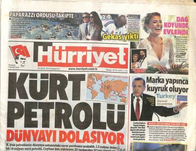 Hürriyet Gazetesi 29 Eylül 2014 - Gülben Ergen , Dağ Köyünde Evlendi - Tel Abyad Vuruldu,Akçakale Sarsıldı GZ106231 - 1