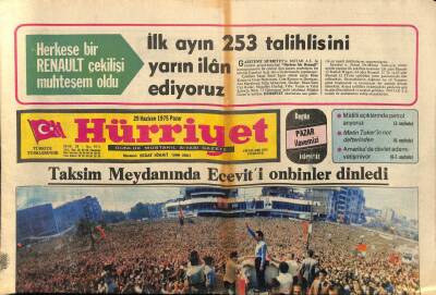 Hürriyet Gazetesi 29 Haziran 1975 - Catherine Deneuve Dünyanın En Güzel Kadını İlan Edildi GZ114429 - 1