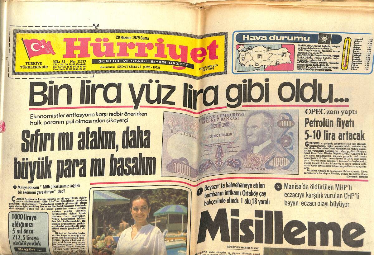 Hürriyet Gazetesi 29 Haziran 1979 - Neşe Karaböcek Yenikapı Gar Gazinosu Afişi - Partilerin Hedefi Artık Ara Seçimler GZ142503 - 1
