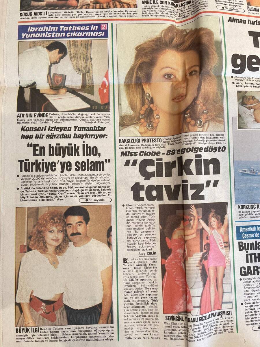 Hürriyet Gazetesi 29 Haziran 1988 - Sarışın Dilber Saatlerce Beklemesinin Karşılığında Tatlıses İle Fotoğraf Çektirdi - Samatha Fox: Büyük Göğüs GZ153384 - 2